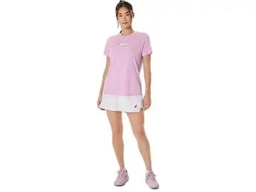 playera gráfica asics rosa mujer con logo tennis al frente