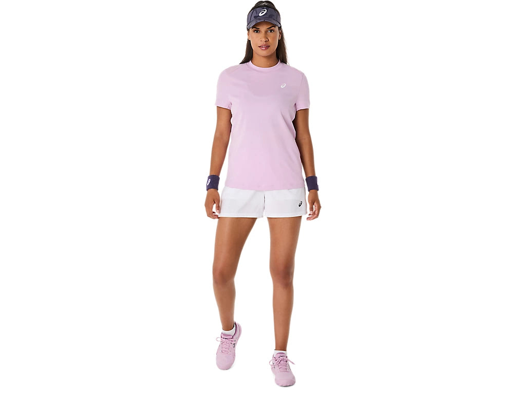 playera de padel asics mujer morado rosa con diseño atlético