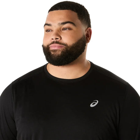 camiseta técnica negra asics silver ss top con tejido reciclado