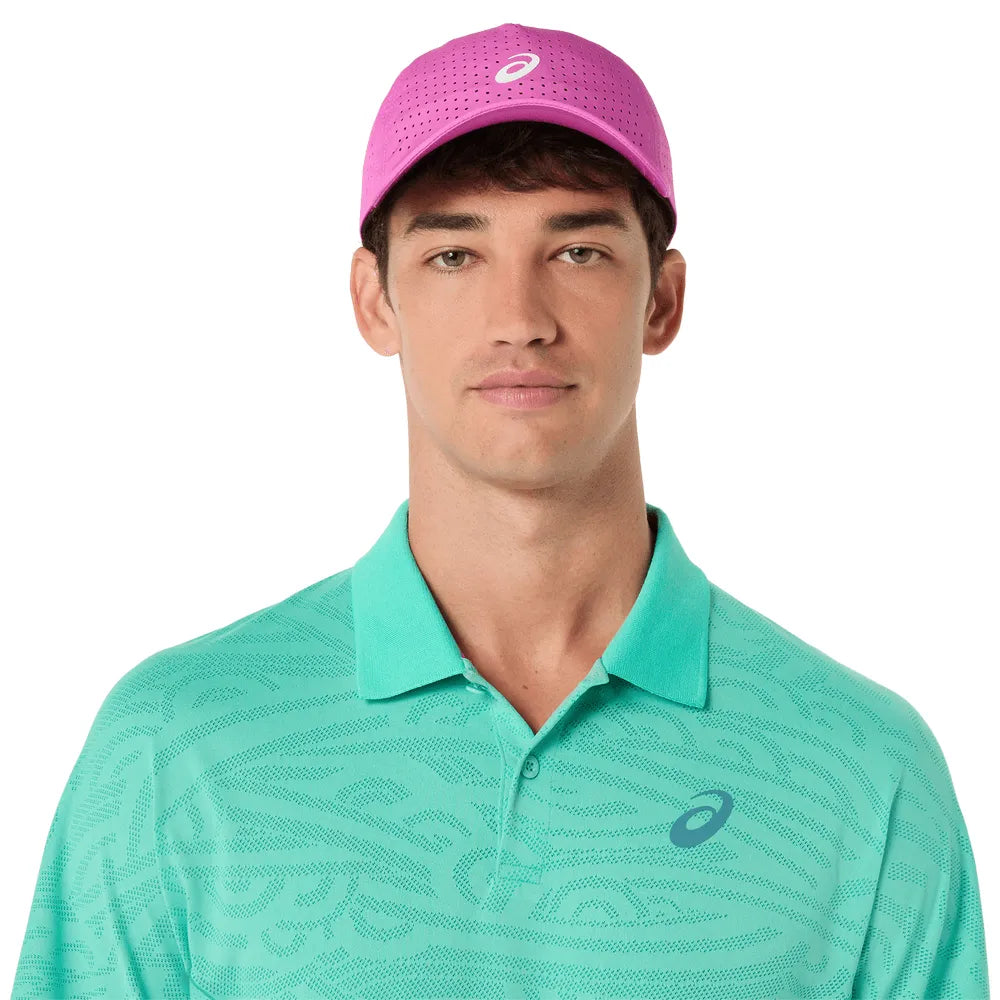 polo tenis asics match jacquard ss top hombre aurora green con tejido jacquard transpirable