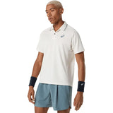 camiseta tipo polo tenis asics game polo ss top hombre color crema con tecnologia actibreeze para cancha tenis