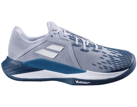 tenis babolat propulse fury 3 clay gris blanco con suela espiga para pádel