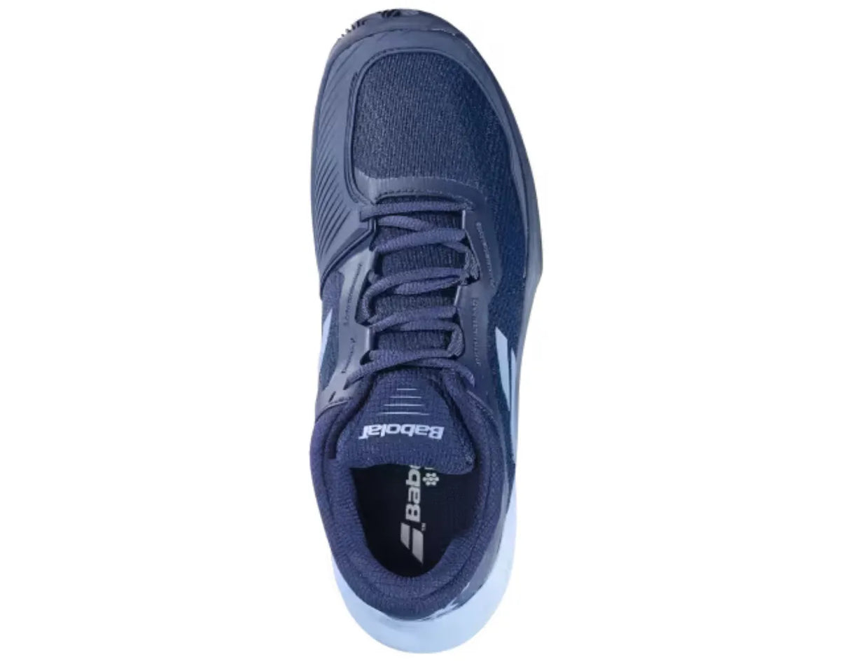 tenis babolat sfx 4 navy blue celeste con upper de malla técnica transpirable