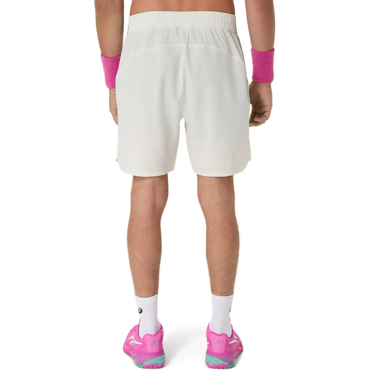 shorts asics game 7in hombre cream para tenis con panel trasero transpirable