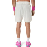 shorts asics game 7in hombre cream para tenis con panel trasero transpirable