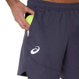 asics match 7in short hombre azul índigo morado con bolsillos amplios