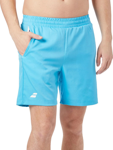 short babolat play hombre celeste con cintura elástica y bolsillos prácticos