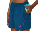 ropa deportiva mujer short azul con detalles en colores vivos
