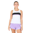 tank top babolat play mujer blanca con franjas negra y lila para padel