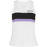 camiseta sin mangas babolat mujer blanca con diseño deportivo y femenino