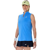 top deportivo mujer asics azul con diseño sin mangas ideal para jugar pádel