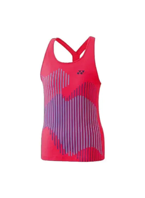 top deportivo mujer yonex sin mangas color fucsia con diseño gráfico