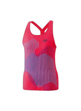 top deportivo mujer yonex sin mangas color fucsia con diseño gráfico