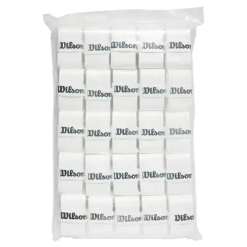 paquete de 50 overgrips wilson pro blanco para agarre profesional en tenis