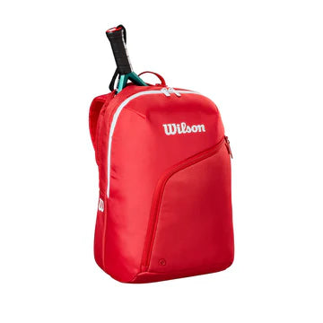 mochila deportiva wilson roja con espacio para laptop y equipo de pádel