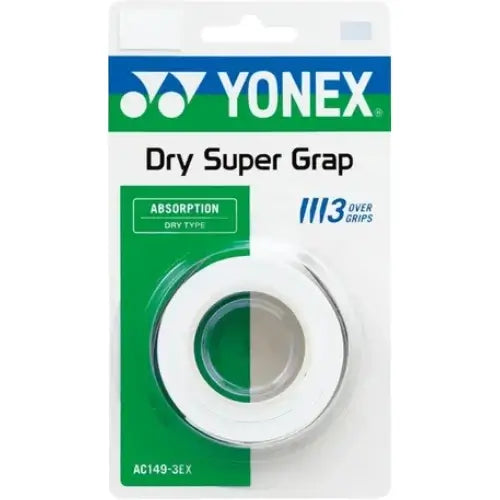pack 3 overgrips yonex dry super grap blancos absorción rápida