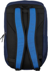 mochila yonex azul compacta con espacio para ropa, accesorios y botellas