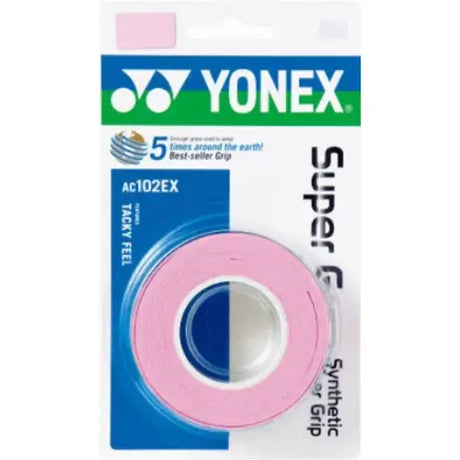 overgrips yonex wet super grap rosa claro pack 3 sensación acolchonada