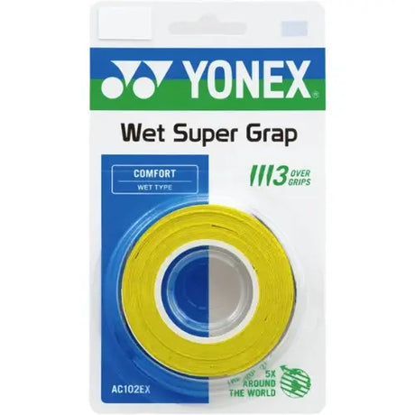 paquete yonex wet super grap amarillo pack 3 rendimiento constante