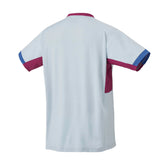 camiseta yonex color aqua con logo rosa y diseño sencillo