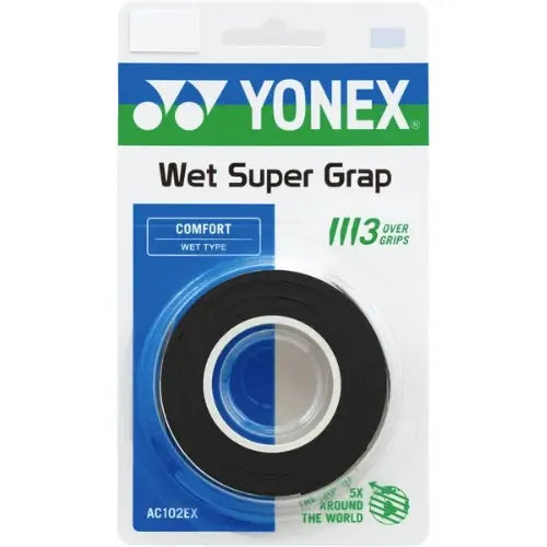 overgrips yonex wet super grap negro 3 piezas juego de alto nivel