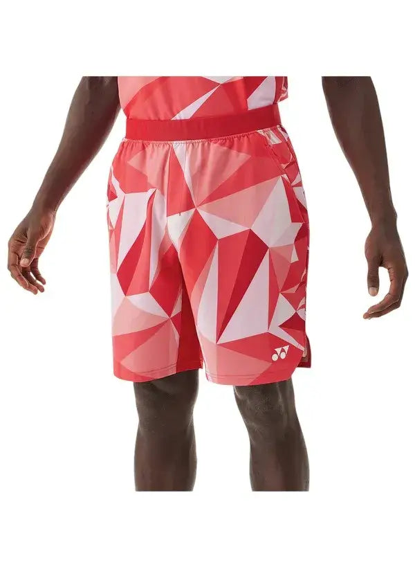Short Yonex Rojo con Estampado Geométrico para Pádel