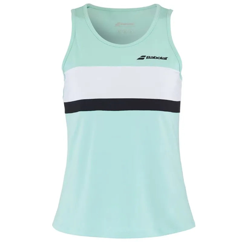 Playera sin Mangas Babolat Fiber Dry Menta/Blanco/Negro para Pádel Mujer